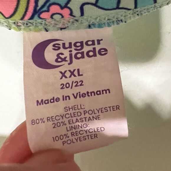 Vintage Sugar & Jade Ruffled Adjustable Straps and Padded Cups Bikini Top XXL - Picture 3 of 4